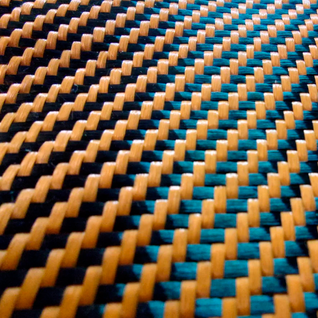 Fibras Híbridas Twil Carbon Kevlar Amarillo 20CM x 1.27M